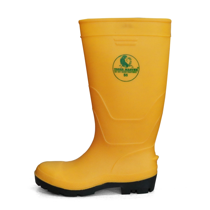 Cina F35YB stivali antinfortunistici di sicurezza in PVC di plastica antiacido giallo resistente agli oli e all'olio in acciaio produttore