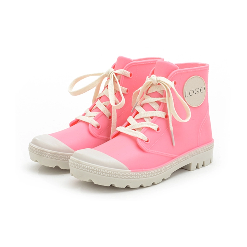 porcelana HFB-004 encaje hasta las señoras de moda botas de lluvia de tobillo fabricante