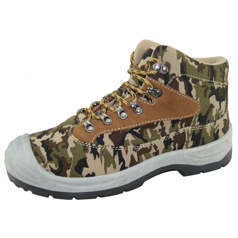 China PVC injection fashionable canvas fabric waterproof work safety shoes manufacturer
