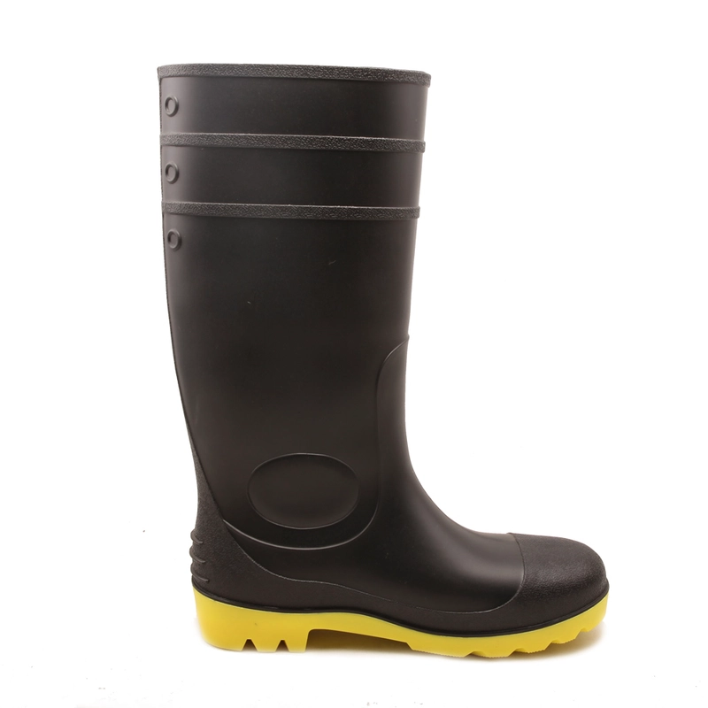 China QH-002 black safety rain boots manufacturer