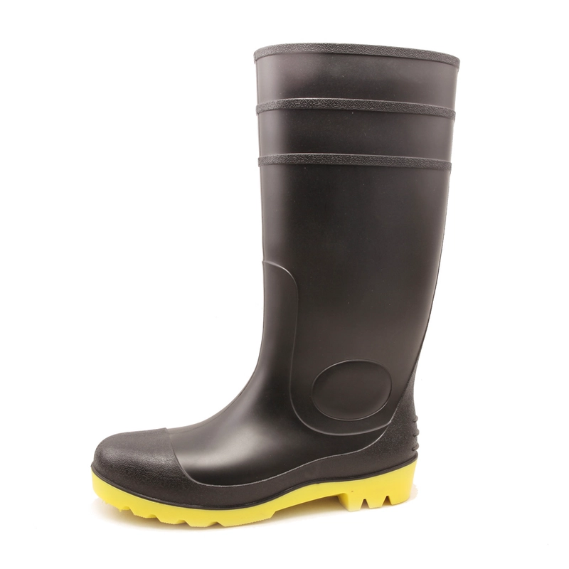 China QH-002 black safety rain boots manufacturer