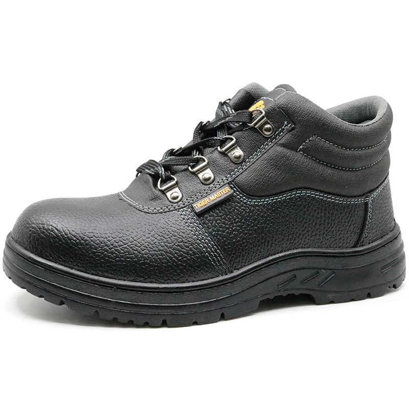 China RB1200 sapatos de segurança de couro preto barato sapatos biqueira de aço fabricante