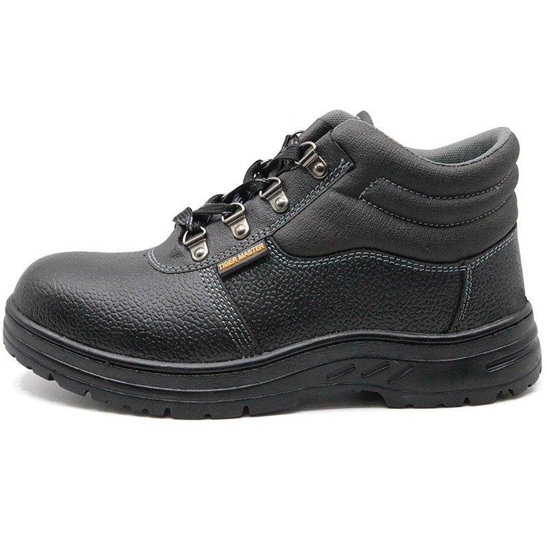 China RB1200 sapatos de segurança de couro preto barato sapatos biqueira de aço fabricante