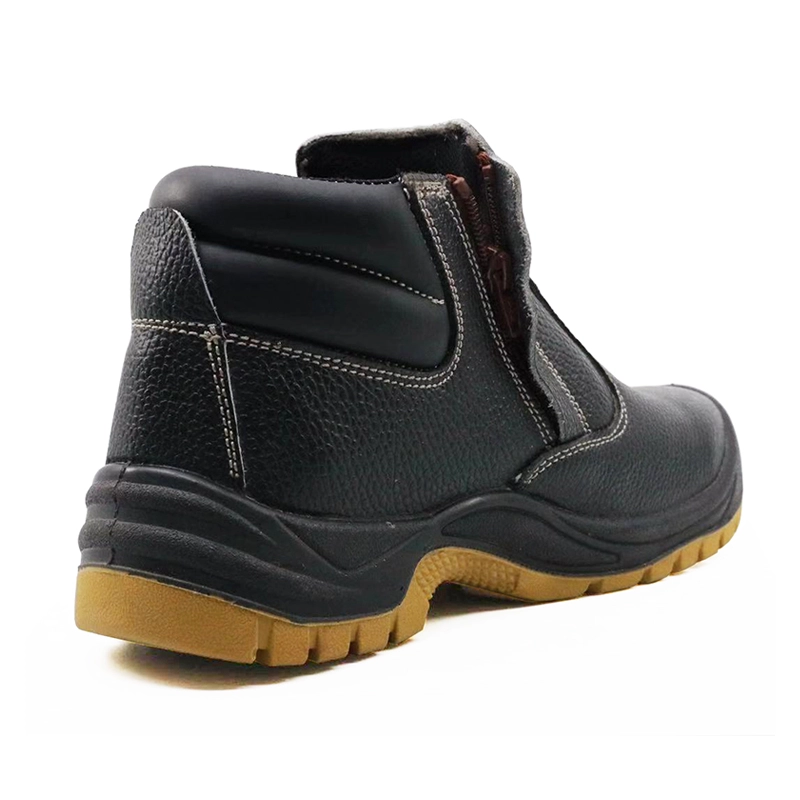 China SD3030 Black leather no lace steel toe industrial safety shoes with zipper manufacturer