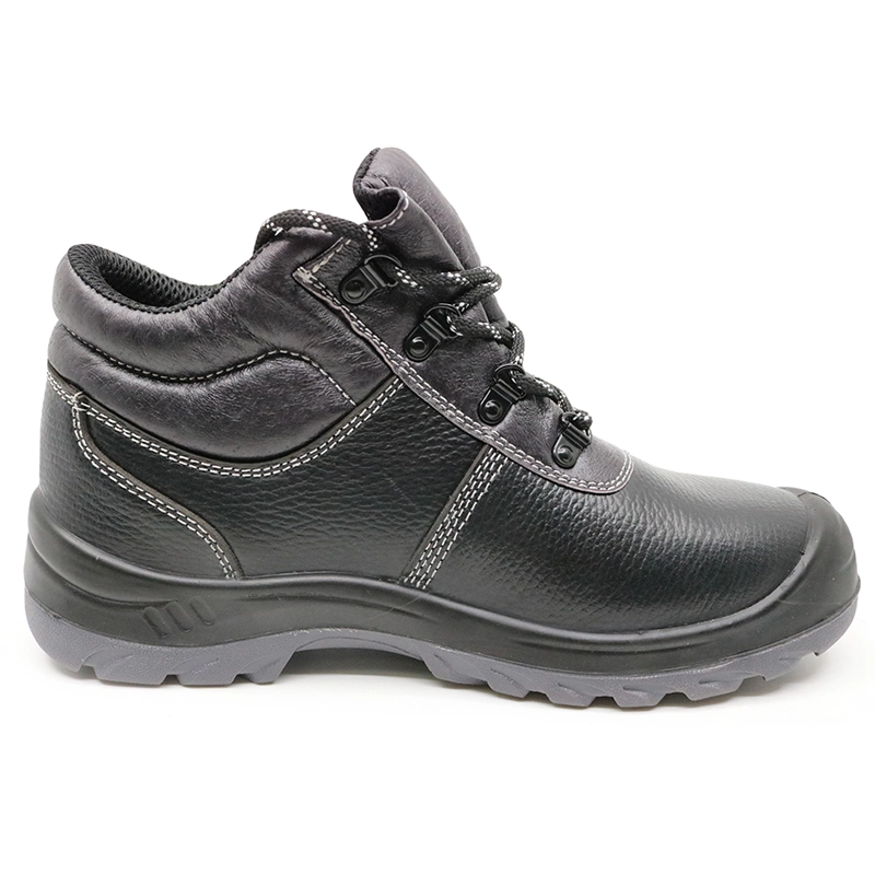 China SJ0180 PU rubber sole genuine leather steel toe cap anti static safety boot manufacturer