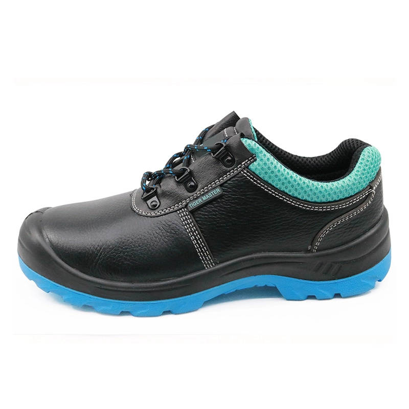 China SJ0182 black leather anti static steel toe cap shoes safety factory manufacturer