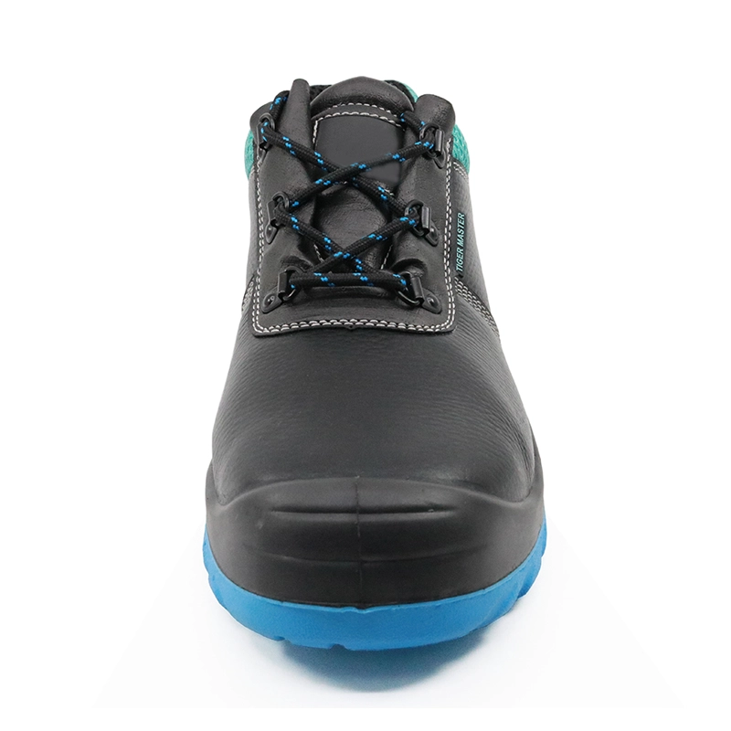 China SJ0182 black leather anti static steel toe cap shoes safety factory manufacturer