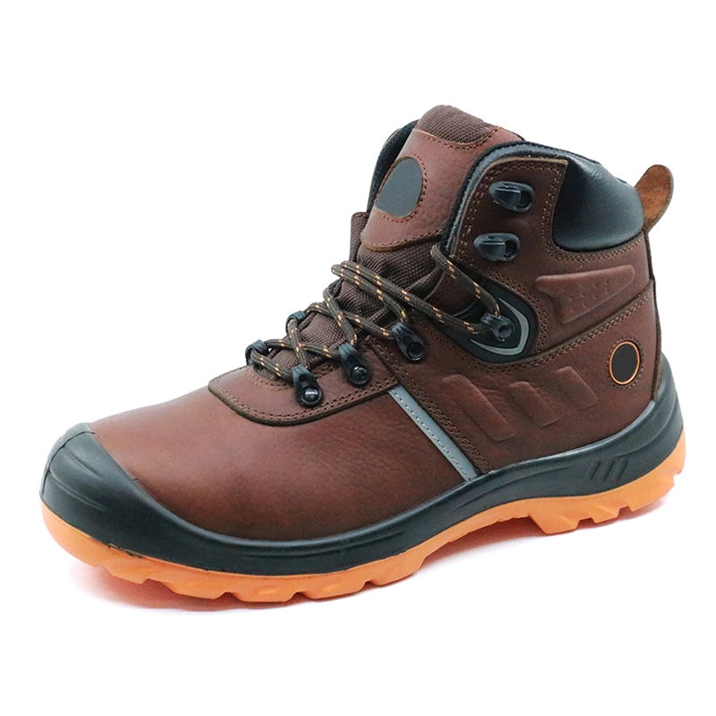 China SJ0195 brown leather safety jogger sole industrial safety boots steel toe manufacturer