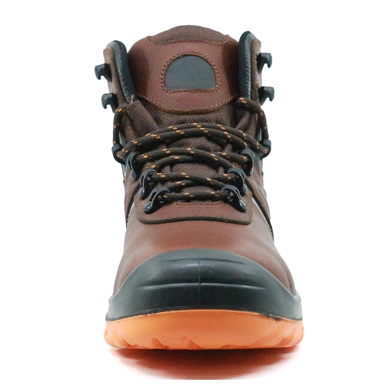 China SJ0195 brown leather safety jogger sole industrial safety boots steel toe manufacturer