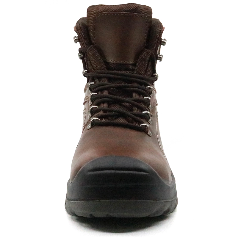 China SJ0196 CE approved slip resistant steel toe genuine leather safety boots manufacturer