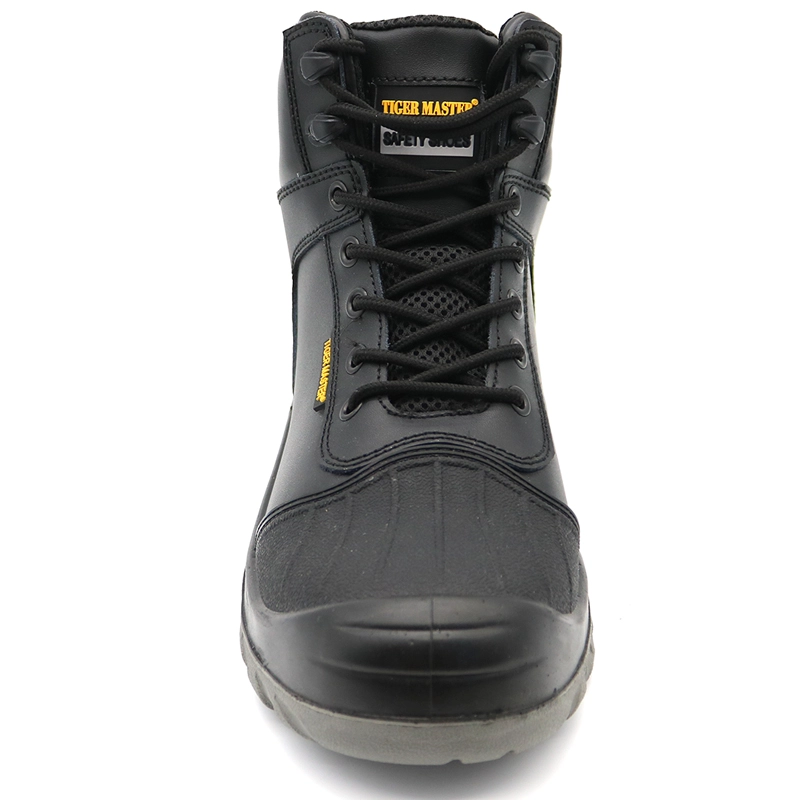 China SJ0251 Tiger master brand CE black leather puncture proof safety boots steel toe manufacturer