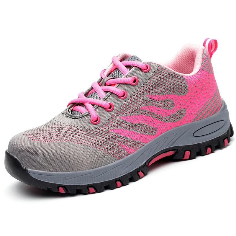China SP012 rubber sole flyknit steel toe sport type women safety shoe manufacturer