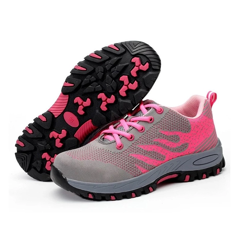 China SP012 rubber sole flyknit steel toe sport type women safety shoe manufacturer