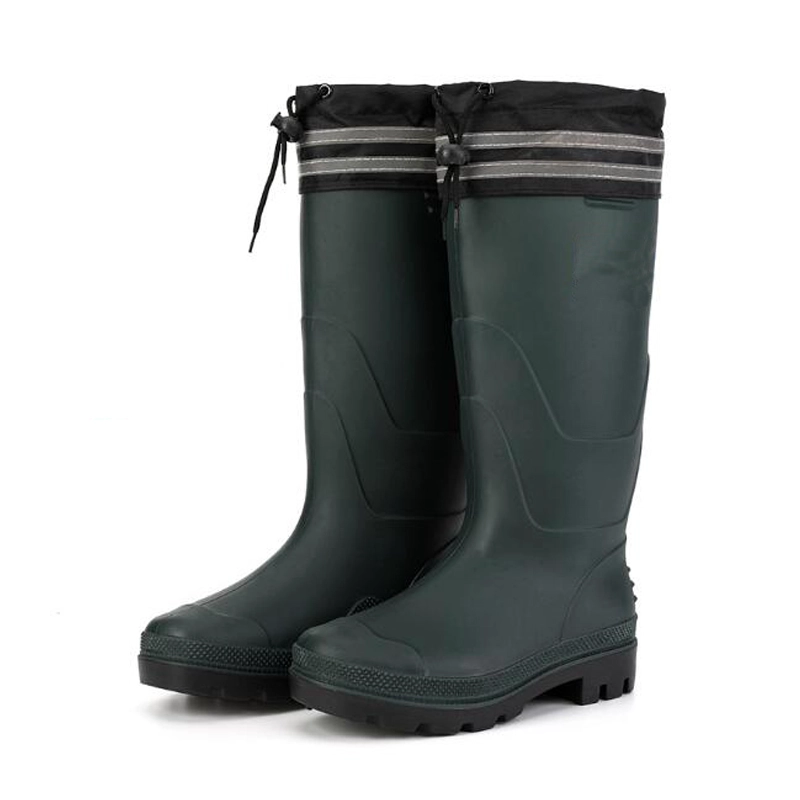 China SQ-1618 Green non safety water proof fur lining winter pvc rain boots for work manufacturer