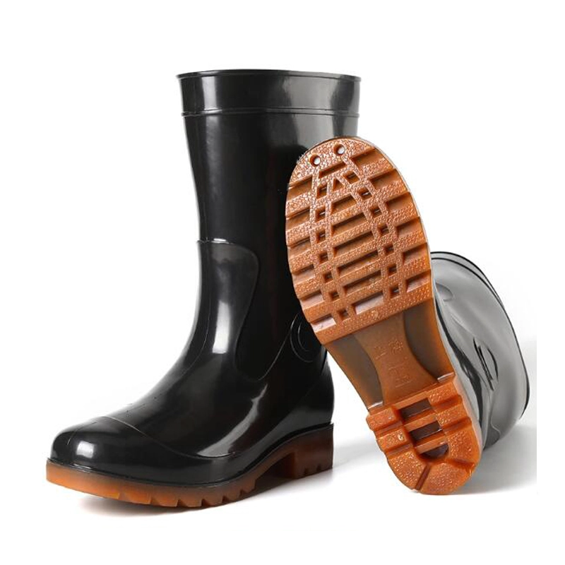 China SQ-606B anti slip water proof cheap black non safety men work pvc boots manufacturer