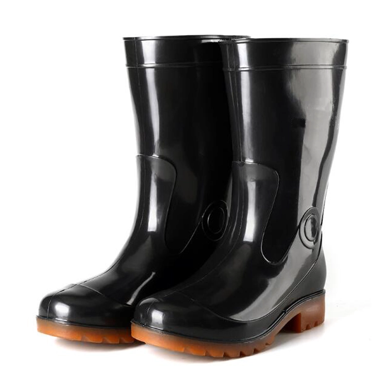 China SQ-606B anti slip water proof cheap black non safety men work pvc boots manufacturer