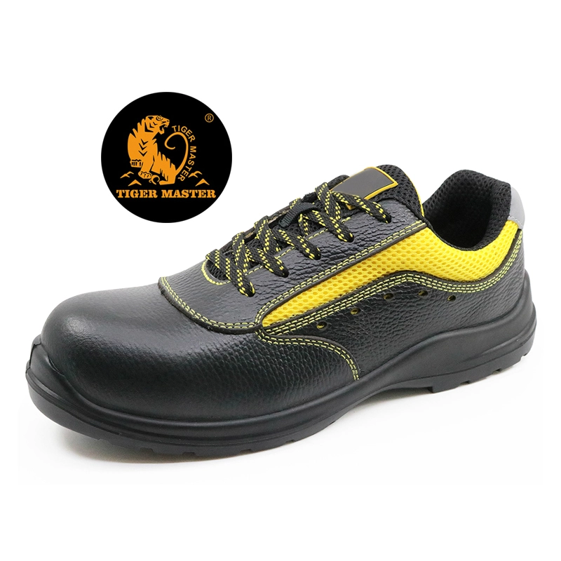 China SU026 black leather pu sole plastic toe cap industrial safety shoe manufacturer