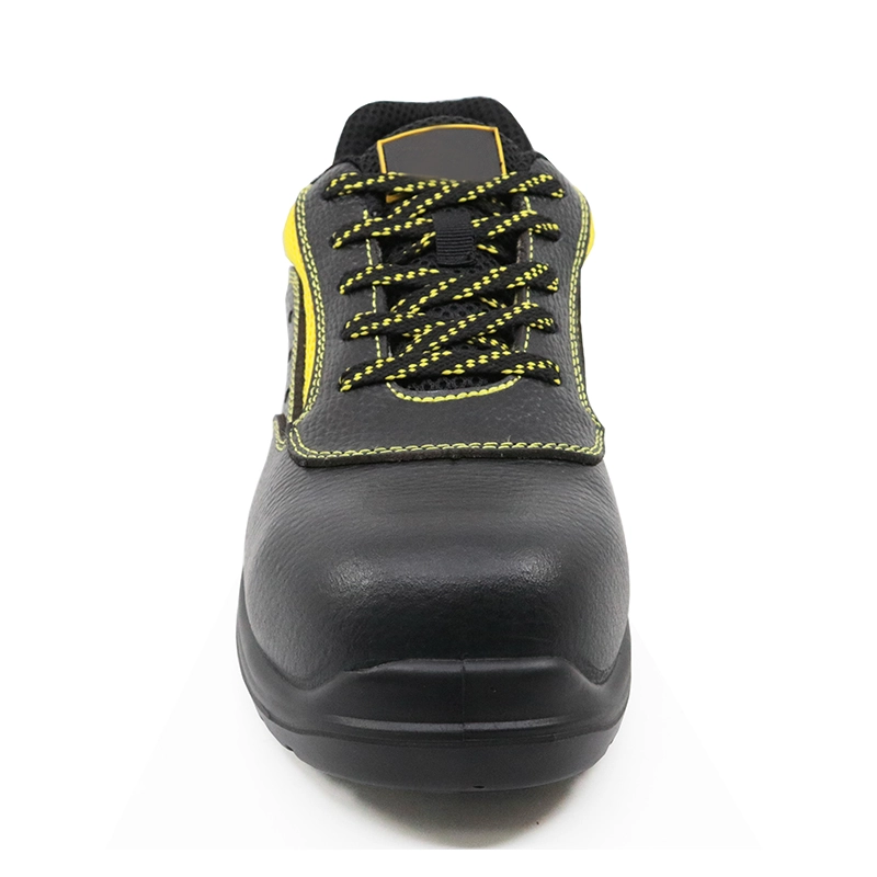 China SU026 black leather pu sole plastic toe cap industrial safety shoe manufacturer