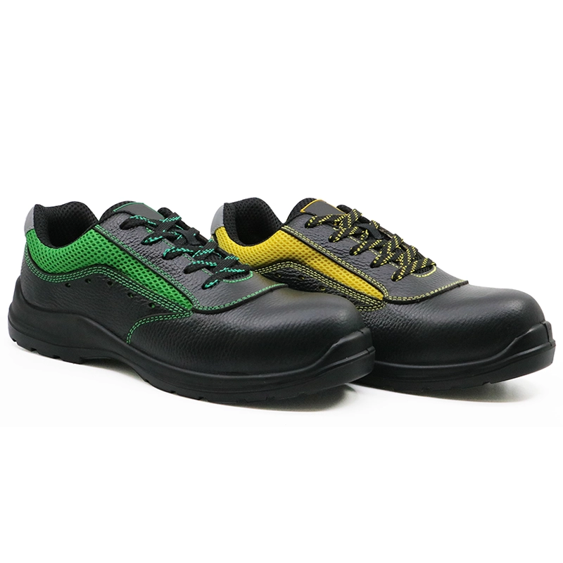 China SU026 black leather pu sole plastic toe cap industrial safety shoe manufacturer