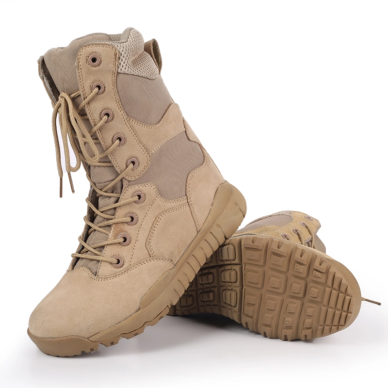 China Sandy color Super light suede leather fabric military army boots manufacturer