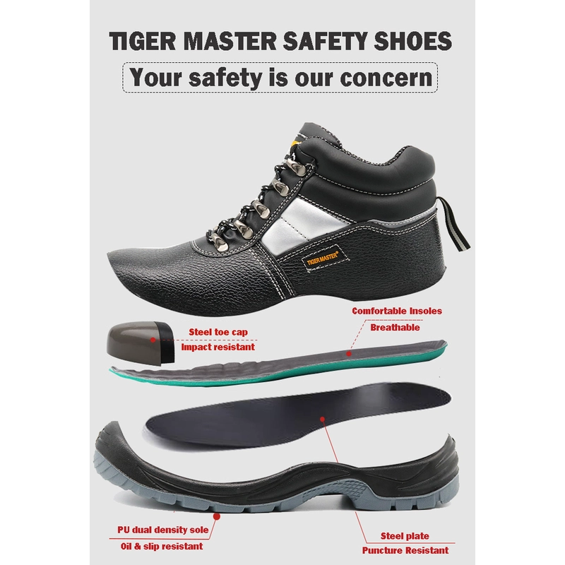 China TM004 Oil water resistant anti static steel toe anti puncture tiger master brand industrial safety shoes manufacturer