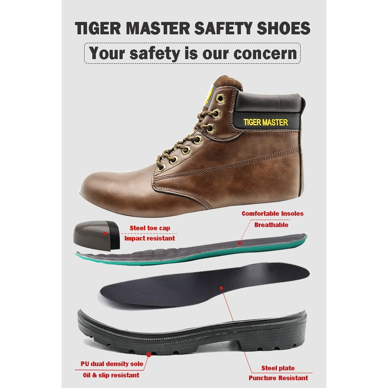 China TM1601 Oil acid resistant non-slip steel toe mid-plate industrial safety boots manufacturer