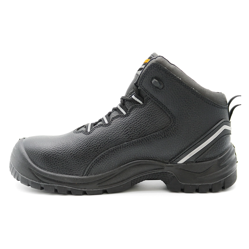 China TM2003 Black oil proof anti slip pig leather lining steel toe steel plate chile safety shoes manufacturer
