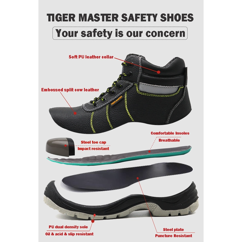 China TM2008 oil and water resistant anti slip steel toe puncture proof construction safety shoes manufacturer