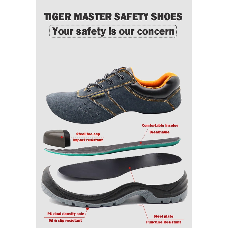 China TM206 Anti slip suede leather puncture proof sport work shoes steel toe manufacturer