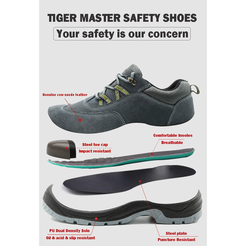 China TM2016 Anti slip suede leather steel toe prevent puncture sport type safety shoes manufacturer