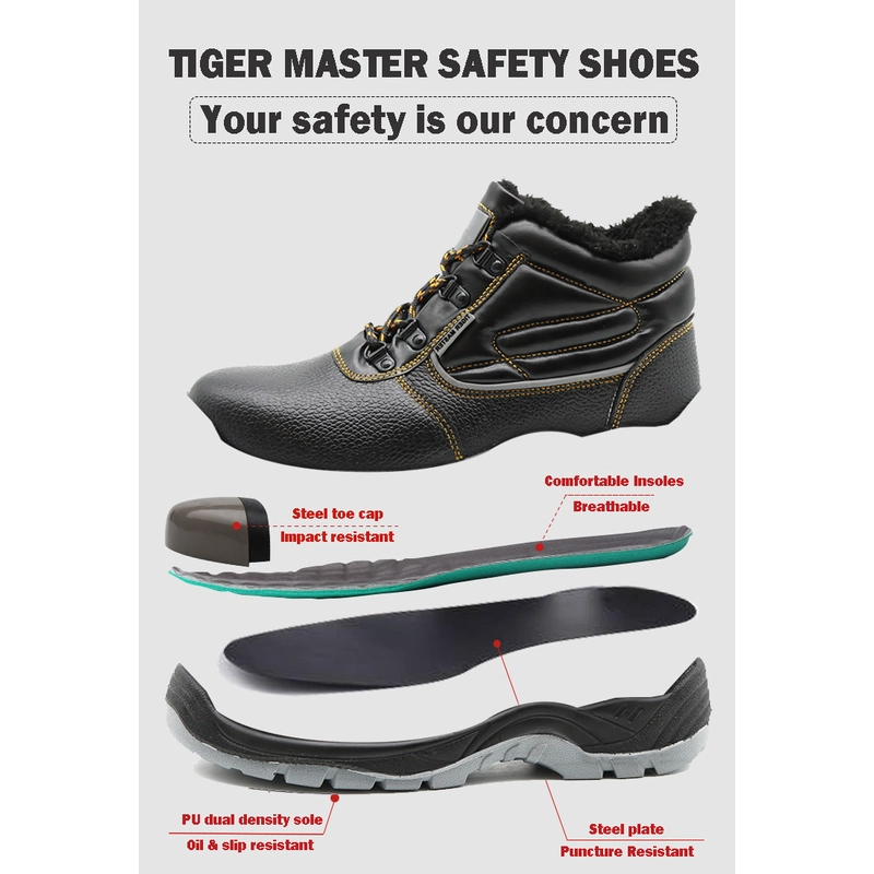 China TM2017 Anti slip prevent puncture fur lining winter safety shoes steel toe cap manufacturer