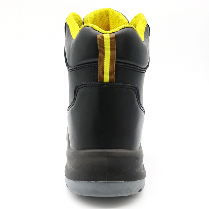 China TM2103 new black leather non slip steel toe puncture proof industrial safety boots S1P manufacturer