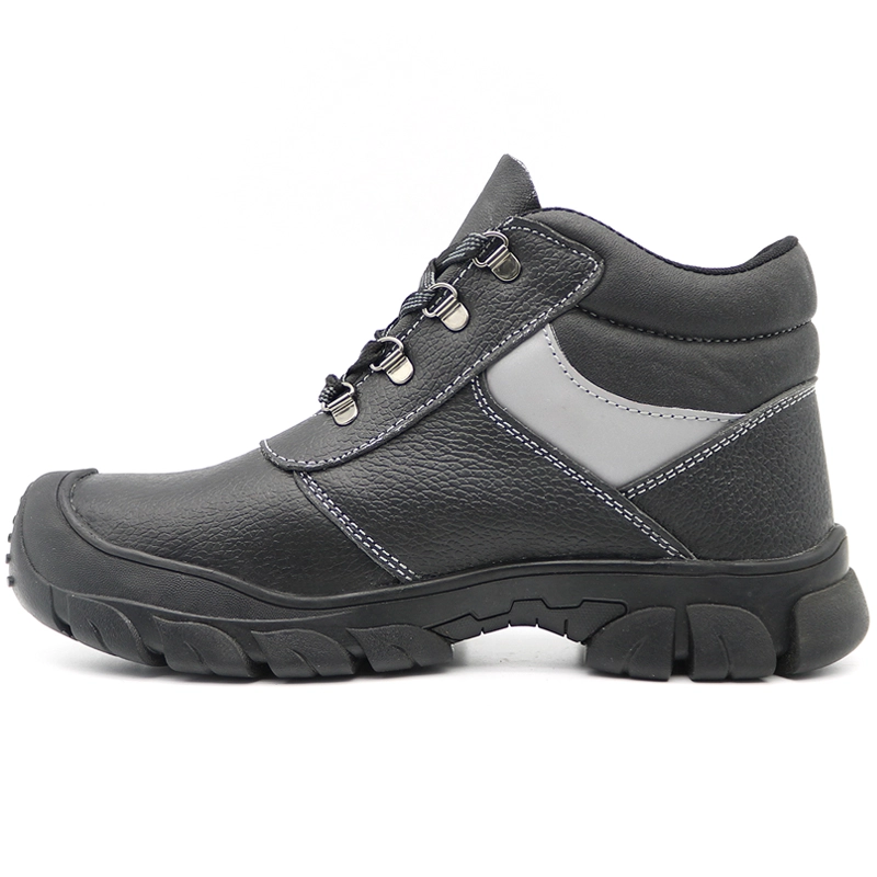 China TM3009 oil proof anti slip cheap black leather safety boots steel toe cap manufacturer