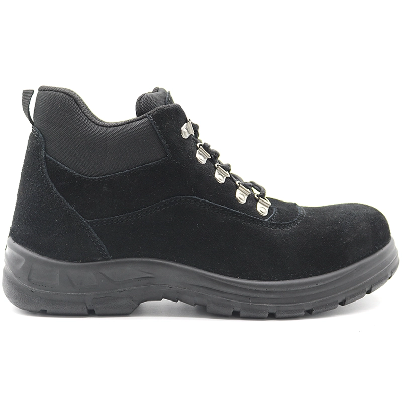 China TM3018 PU injection anti slip oil proof steel toe suede leather safety shoes black manufacturer