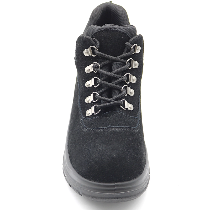 China TM3018 PU injection anti slip oil proof steel toe suede leather safety shoes black manufacturer