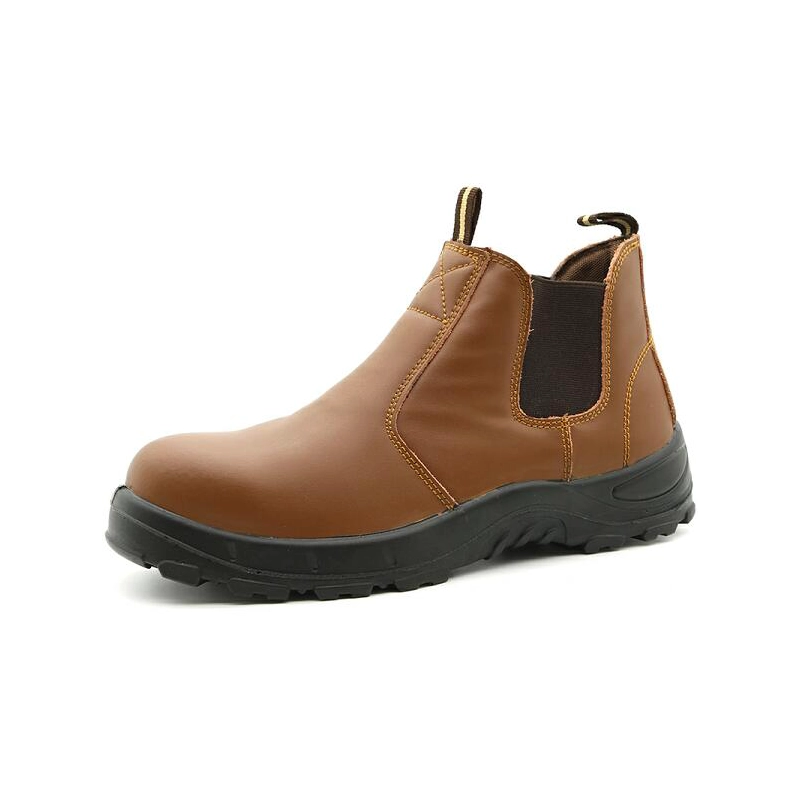 China TM3021 Brown leather anti slip steel toe prevent puncture fashion safety shoes without laces manufacturer