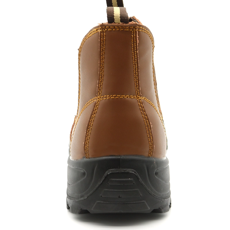 China TM3021 Brown leather anti slip steel toe prevent puncture fashion safety shoes without laces manufacturer