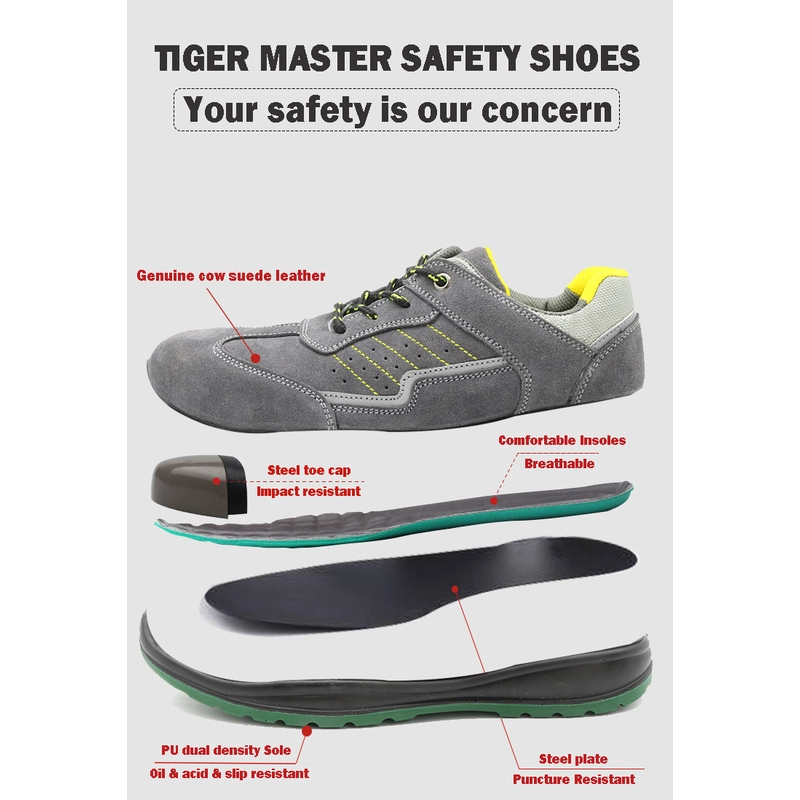China TM5008 Anti slip oil resistant suede leather fashionable non safety men women sport shoes manufacturer