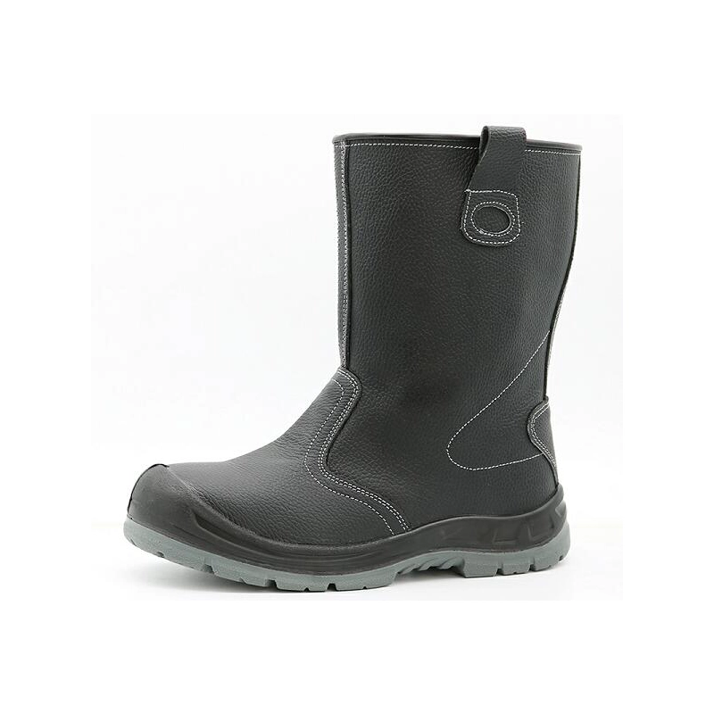 China TM5009 Black leather oil water resistant non-slip steel toe anti puncture no laces high rigger boots manufacturer