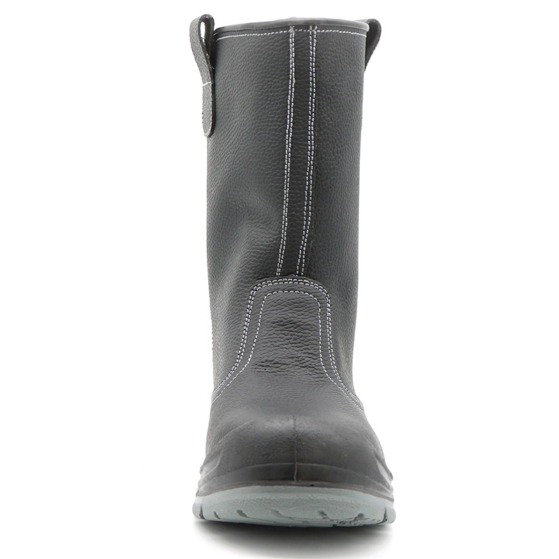 China TM5009 Black leather oil water resistant non-slip steel toe anti puncture no laces high rigger boots manufacturer