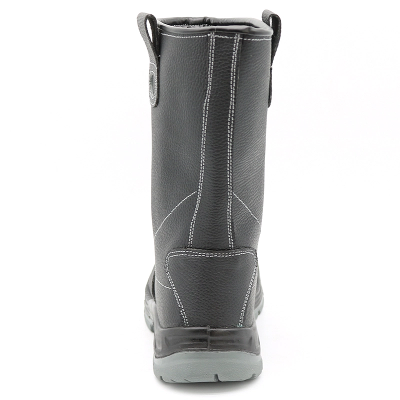 China TM5009 Black leather oil water resistant non-slip steel toe anti puncture no laces high rigger boots manufacturer