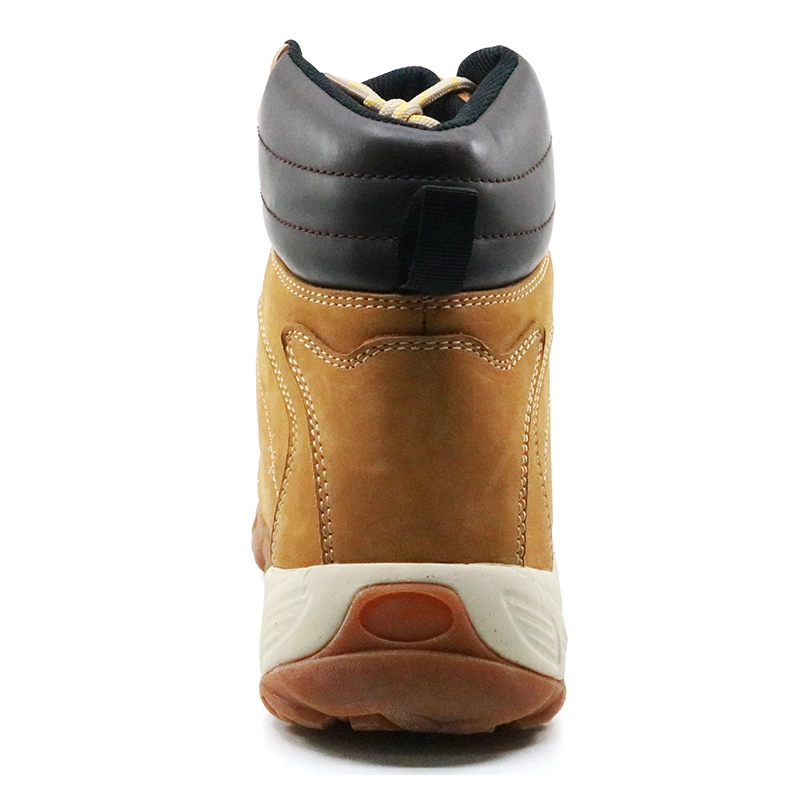 China TMC011 yellow nubuck leather rubber sole safety boots with steel toe manufacturer