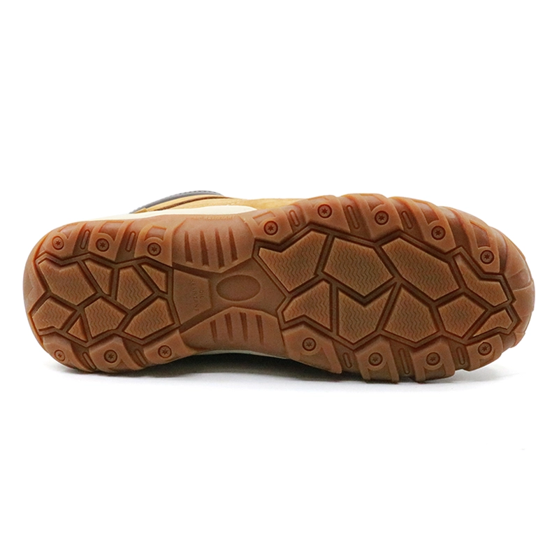 China TMC011 yellow nubuck leather rubber sole safety boots with steel toe manufacturer