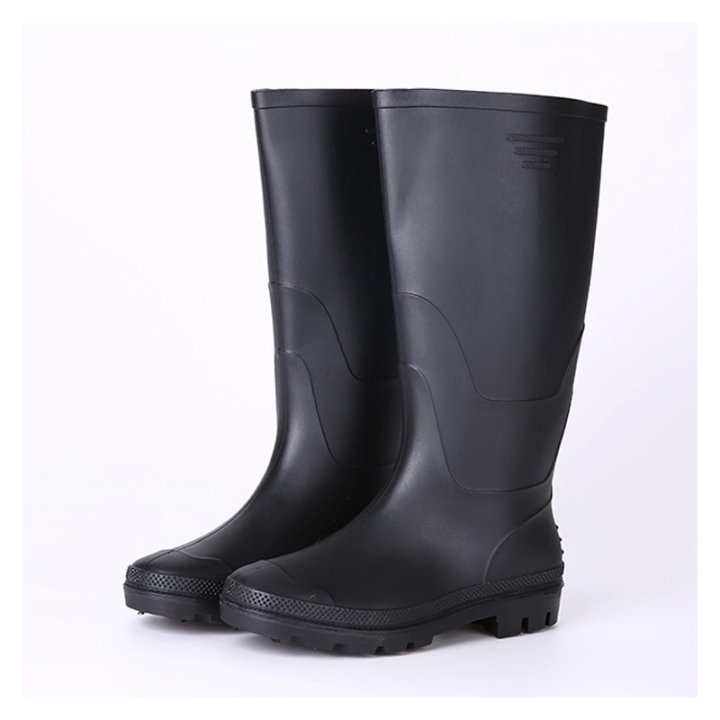China Waterproof cheap black rain boots pvc manufacturer