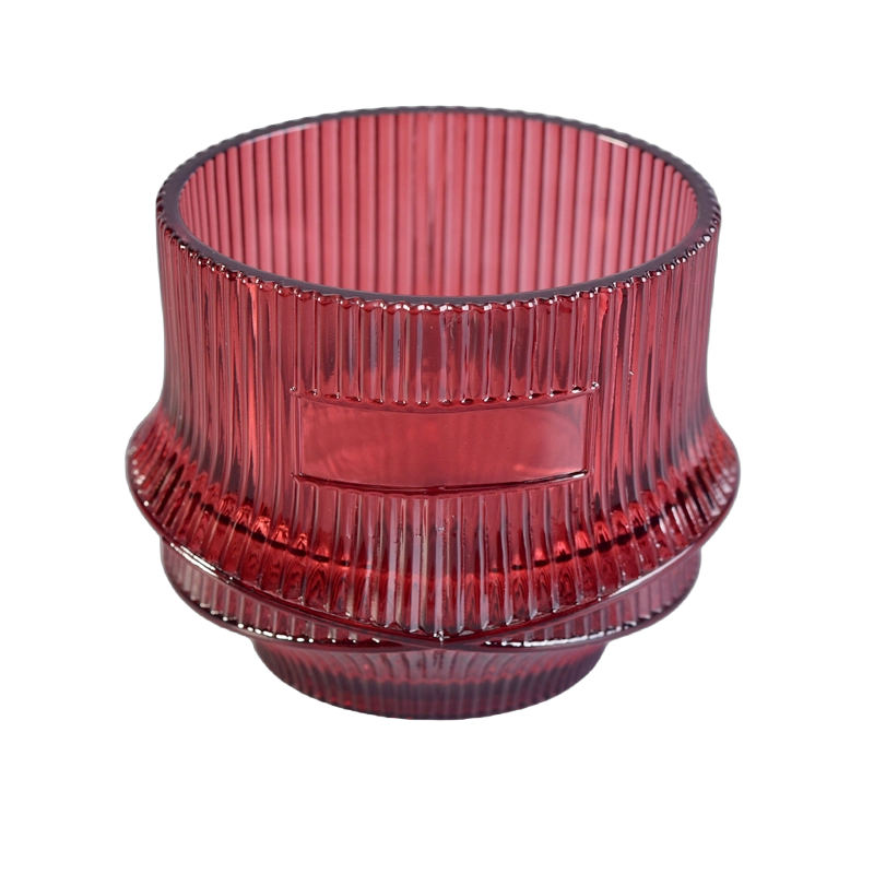 Kerzenbehälter aus Glas mit Rosendekor, Kreuz- und Längsstreifendesign
