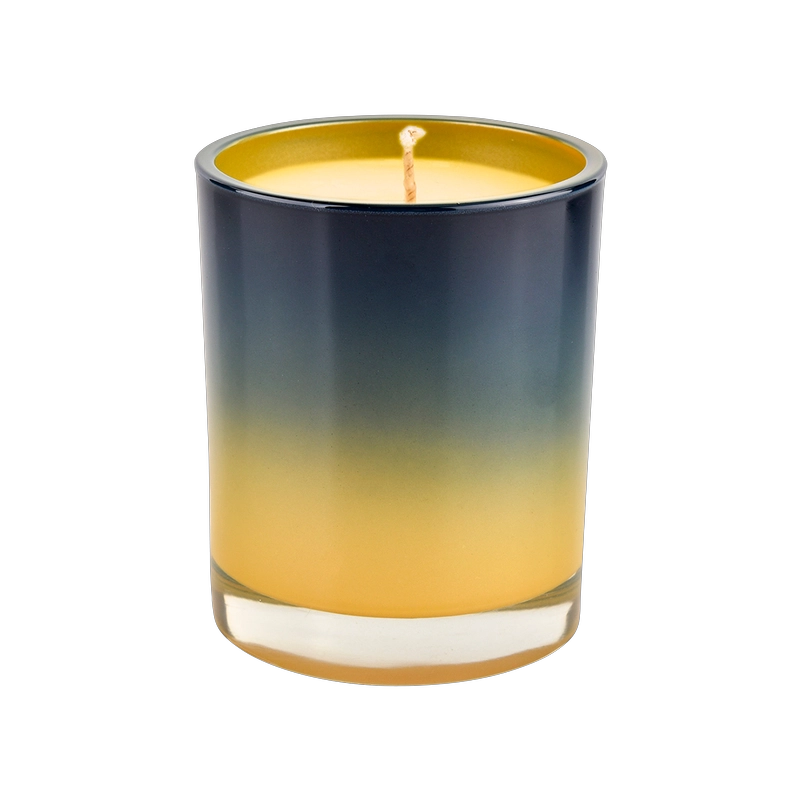 Vasi per candele in vetro da 10 once con decorazione di colore nero sfumato giallo