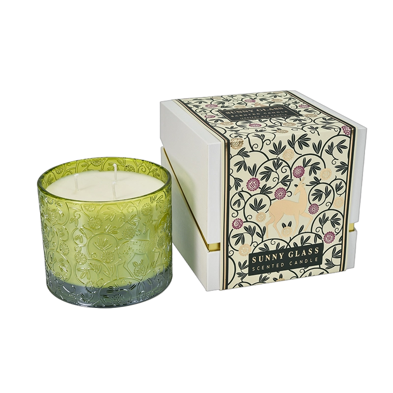 Caja de regalo de empaquetado beige de la caja del candelero de cristal de la caja de empaquetado del modelo del antílope tibetano beige al por mayor