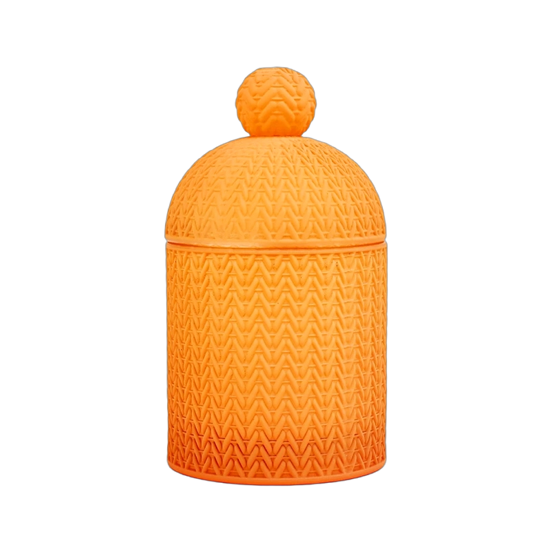 Produttori all'ingrosso di barattoli di candele in vetro personalizzati con cappello di Babbo Natale arancione con coperchio