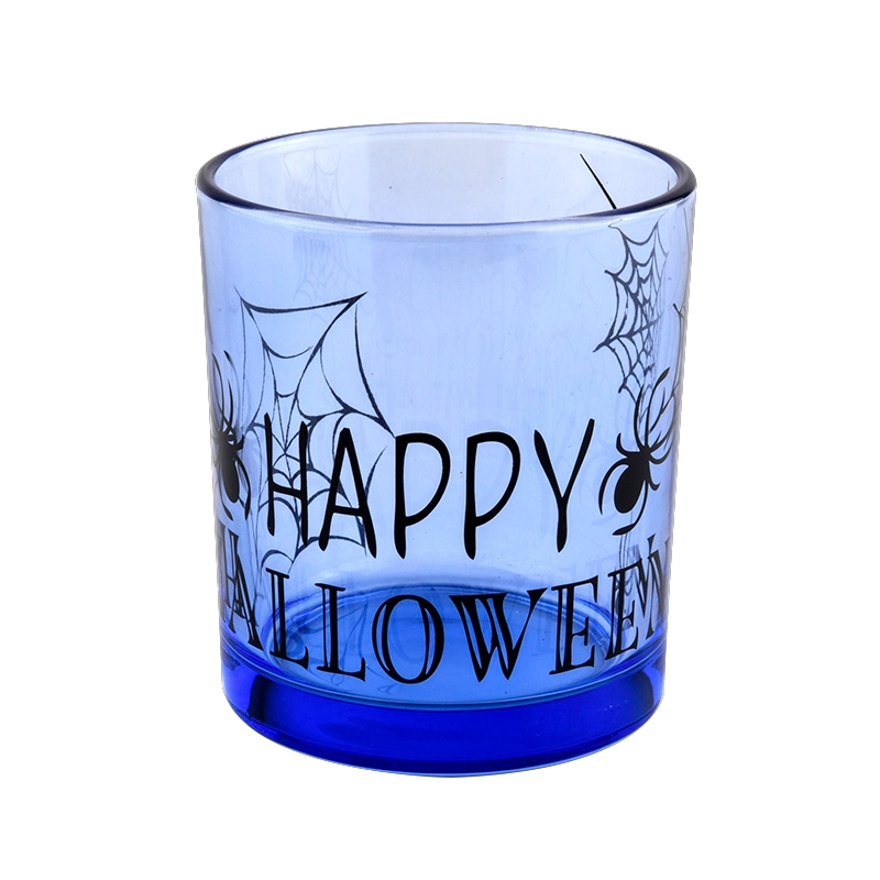 Grossista di barattoli di candele in vetro di Halloween di lusso personalizzati blu da 285 ml
