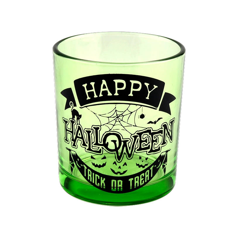 Regalo personalizzato in barattoli di candele in vetro con graffiti verdi di Halloween da 285 ml
